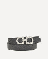 Reversible and adjustable Gancini Belt - BLACK | Base Blu