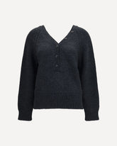 Country Henley merino Cardigan - GREY | Base Blu