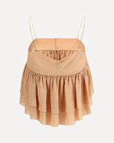 Sleeveless ruffled Top in silk georgette - PINK | Base Blu