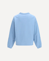 Cotton crewneck Sweatshirt with logo - LIGHT BLUE | Base Blu
