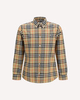 Check cotton Shirt - BEIGE | Base Blu
