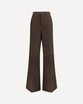 Wide-leg suede Pants - BROWN | Base Blu