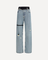High-waisted Jeans with elastic - BLUE | Base Blu