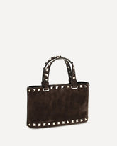 Borsa a Mano Rockstud mini in pelle scamosciata - MARRONE | Base Blu