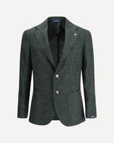 Single-breasted Blazer in mélange fabric - GREEN | Base Blu
