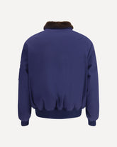 Nylon Down Jacket with a shearling collar - BLUE | Base Blu