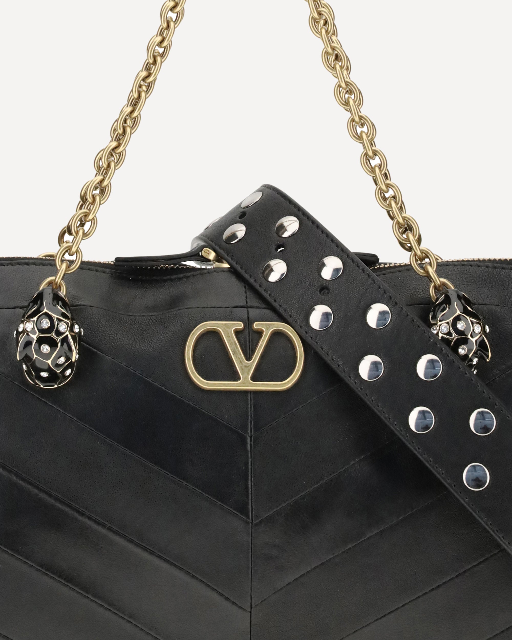 VALENTINO GARAVANI Medium Panthea Shoulder Bag BLACK | Base Blu