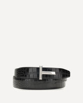 Croco leather Belt - BLACK | Base Blu