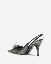 Floral-detail leather Slingback Pumps - GREY | Base Blu