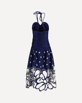 Richelieu embroidered midi Dress - BLUE | Base Blu