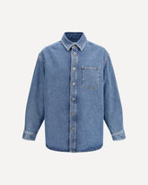 Shirt-jacket with Anagram embroidery - BLUE | Base Blu