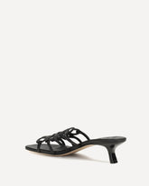 Anagram Petal Leather Slide Sandals - BLACK | Base Blu