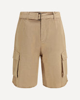 Belted button Cargo Shorts - BEIGE | Base Blu