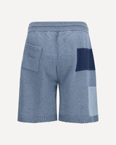 Patchwork cotton knit Shorts - LIGHT BLUE | Base Blu
