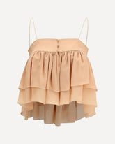 Sleeveless ruffled Top in silk georgette - PINK | Base Blu