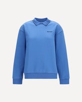 Crewneck Sweatshirt with embroidered logo and collar - LIGHT BLUE | Base Blu