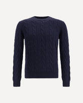 Braided-effect crewneck Sweater - BLUE | Base Blu