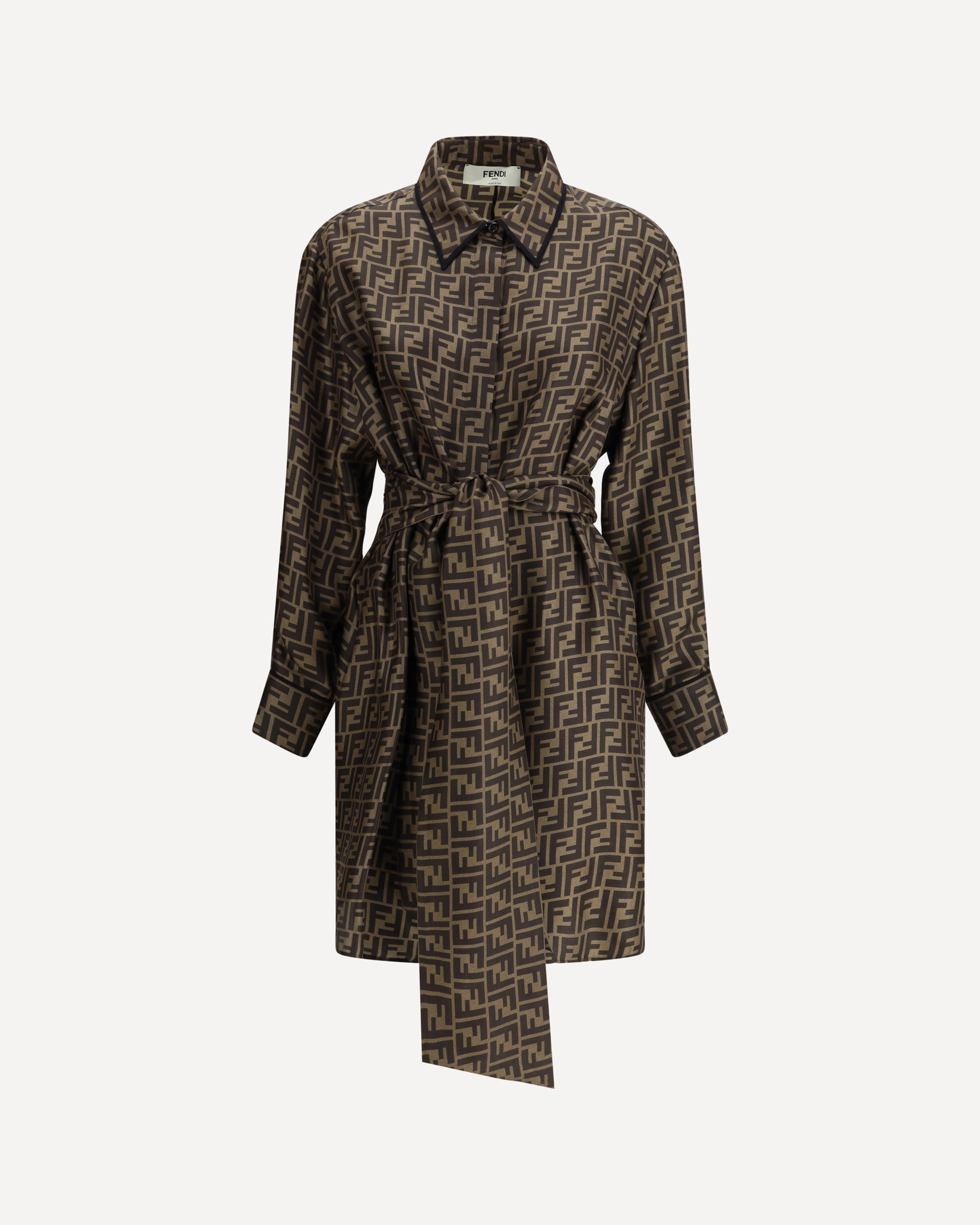 FENDI FF pattern shirt Dress BROWN