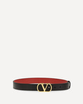 Reversible leather Belt with the VLogo Signature - BLACK | Base Blu