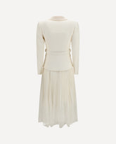 Abito midi in bouclé con collo a scialle - CREMA  | Base Blu