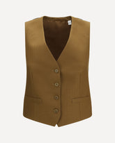 Textured wool and mohair sleeveless Vest - BROWN | Base Blu
