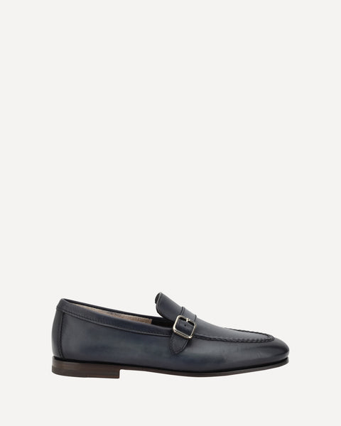 SANTONI Loafers with a single buckle BLUE | Base Blu