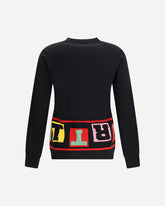 Crewneck Sweater with colorful lettering - BLACK | Base Blu