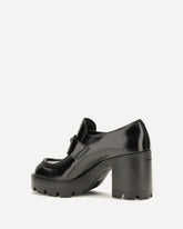 Leather heeled Loafers - BLACK | Base Blu