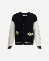 Star Logo Diagonal Varsity Cardigan - BLACK | Base Blu