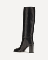 High leather Boots with screen-printed Logo - BLACK | Base Blu