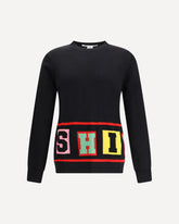 Crewneck Sweater with colorful lettering - BLACK | Base Blu