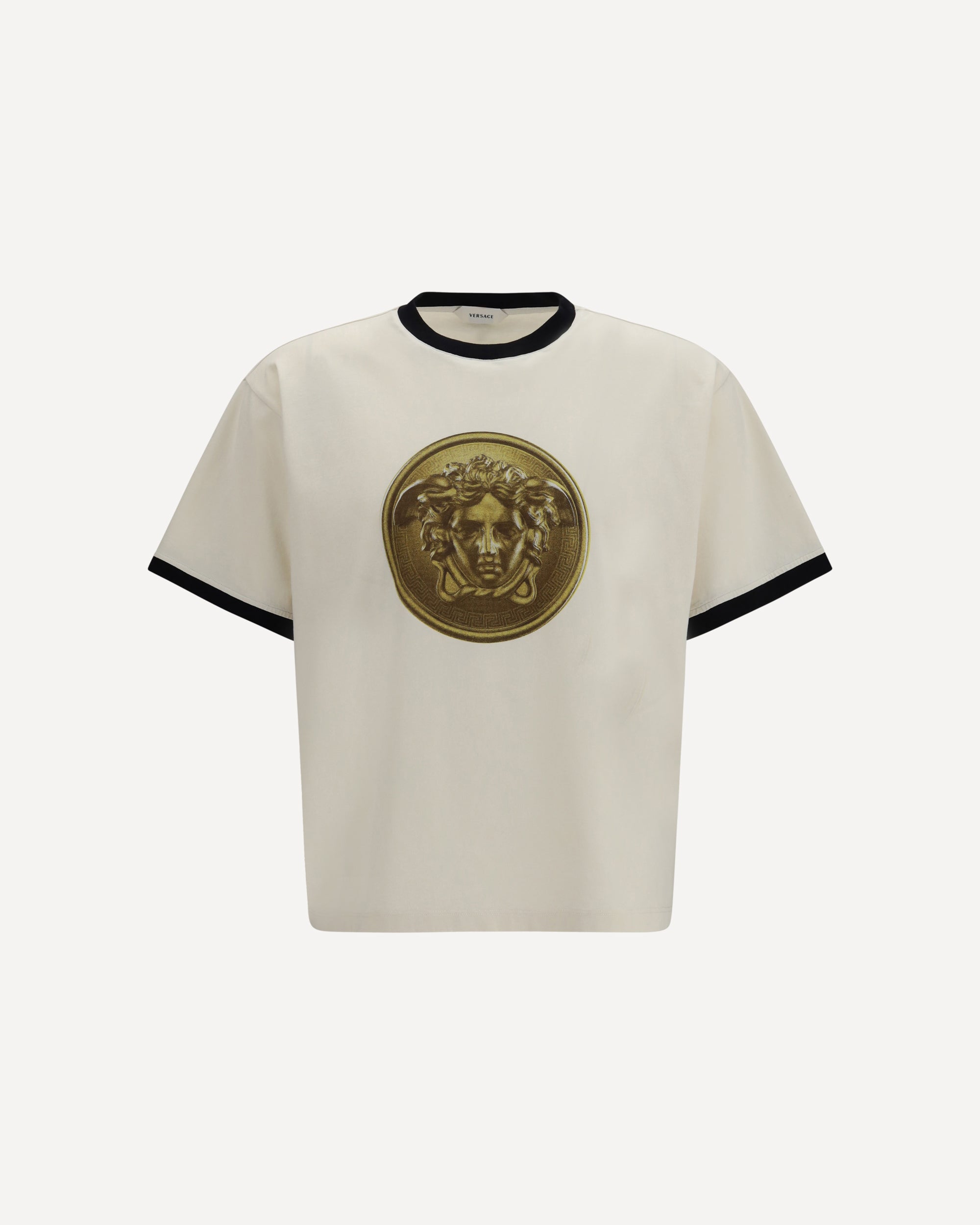 VERSACE Cotton Jersey T-shirt With Poplin Balloo CREAM | Base Blu