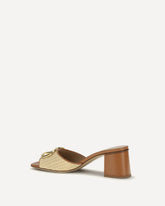 VLogo Signature raffia slide Sandals - BEIGE | Base Blu