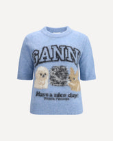 Puppies short sleeve Sweater - LIGHT BLUE | Base Blu