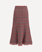 Check knit midi Skirt with frayed edges - RED | Base Blu