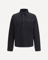 Polo in piquet di puro cotone con maniche lunghe - NERO | Base Blu