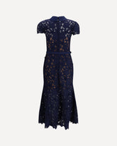 Vestito midi in pizzo Guipure  - BLU | Base Blu