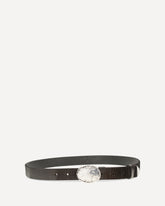 Texture calfskin Belt with braided metal buckle - BROWN | Base Blu