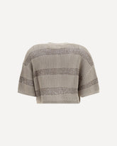 Striped openwork cotton Cardigan - BEIGE | Base Blu