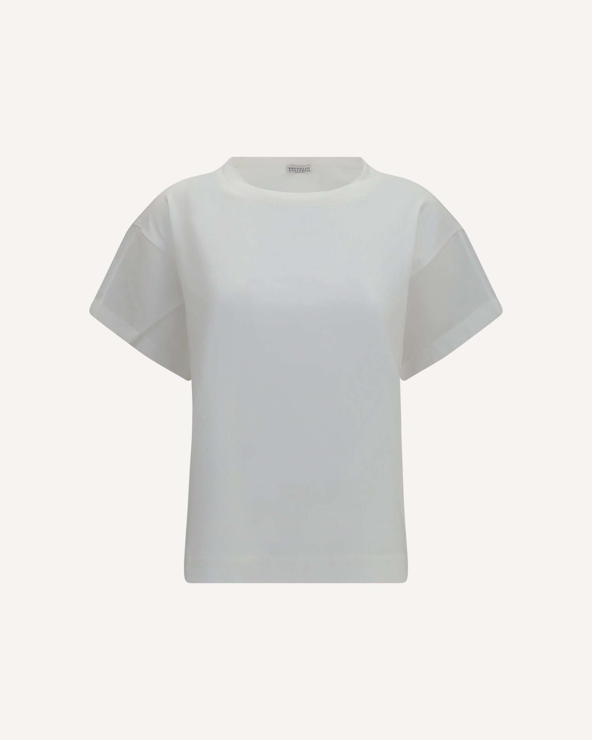 BRUNELLO CUCINELLI Cotton T-shirt with sheer sleeves and side 