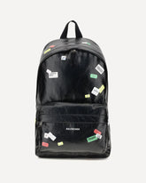 Explorer Backpack with printed stickers - BLACK | Base Blu