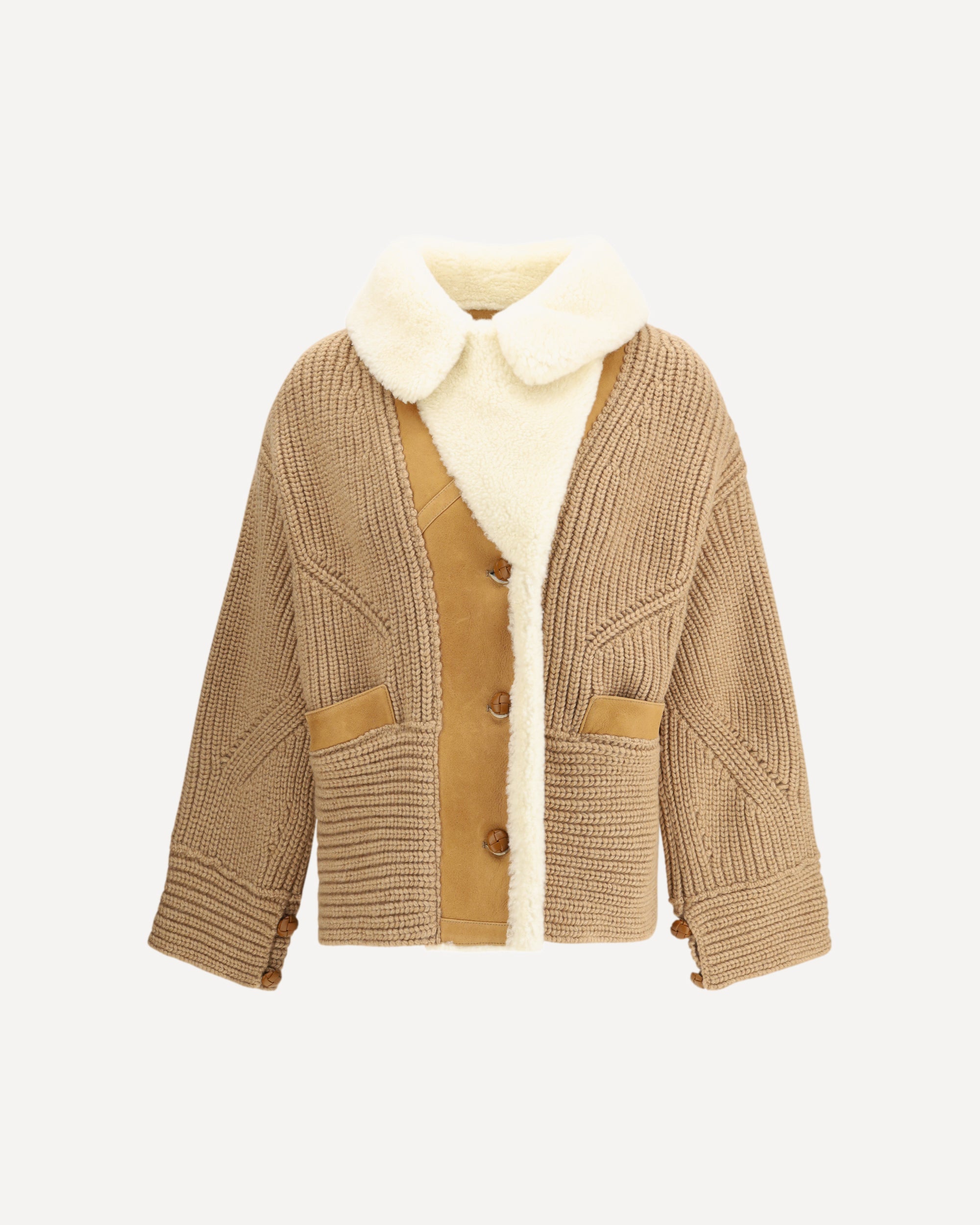 ERMANNO SCERVINO Oversized Cardigan in merino wool blend BROWN