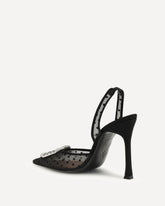 Décolleté Camelia Sling 105 in pizzo con pois - NERO | Base Blu