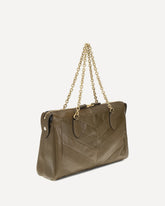 Medium Panthea Chevron Patchwork Shoulder Bag - GREEN | Base Blu
