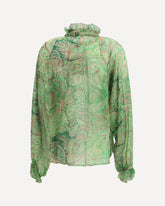 Paisley ruffled Shirt - GREEN | Base Blu