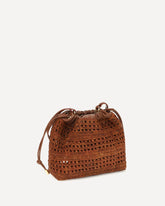 Raffia drawstring Shoulder Bag - BROWN | Base Blu