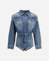 Rhinestone denim Playsuit - BLUE | Base Blu