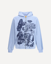 Zip-Up Hoodie in cotton - LIGHT BLUE | Base Blu