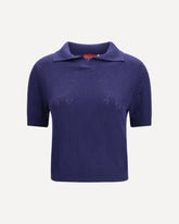 GG pointelle cotton silk Polo Shirt - BLUE | Base Blu