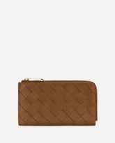 Intrecciato zip Card Holder - BROWN | Base Blu